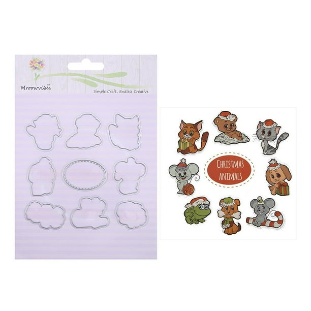 Christmas Animals Metal Cutting Die and Stamp DIY Scrapbooking Embossing Craft